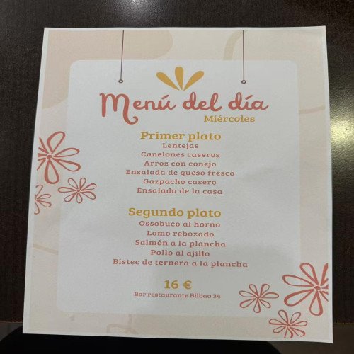 MENU DE DIA