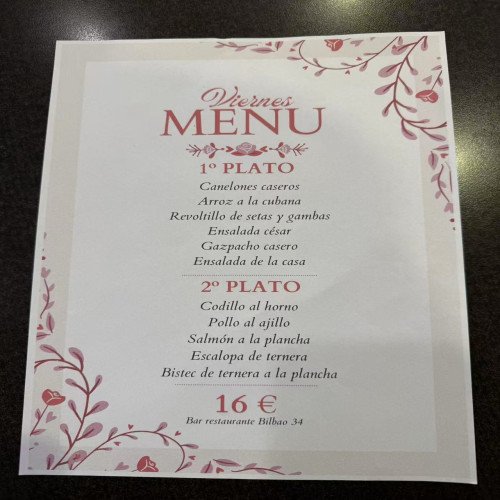 MENU DE DIA