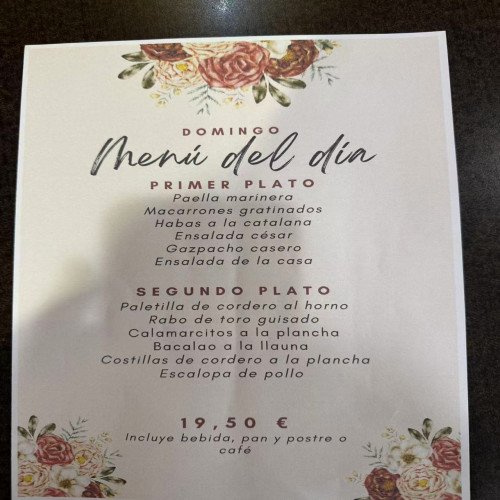 MENU DE DIA